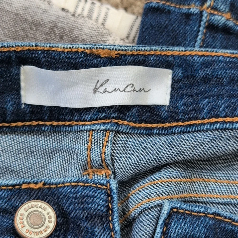 KanCan Women's Distressed Dark Blue Denim Jeans - Picture 2 of 8